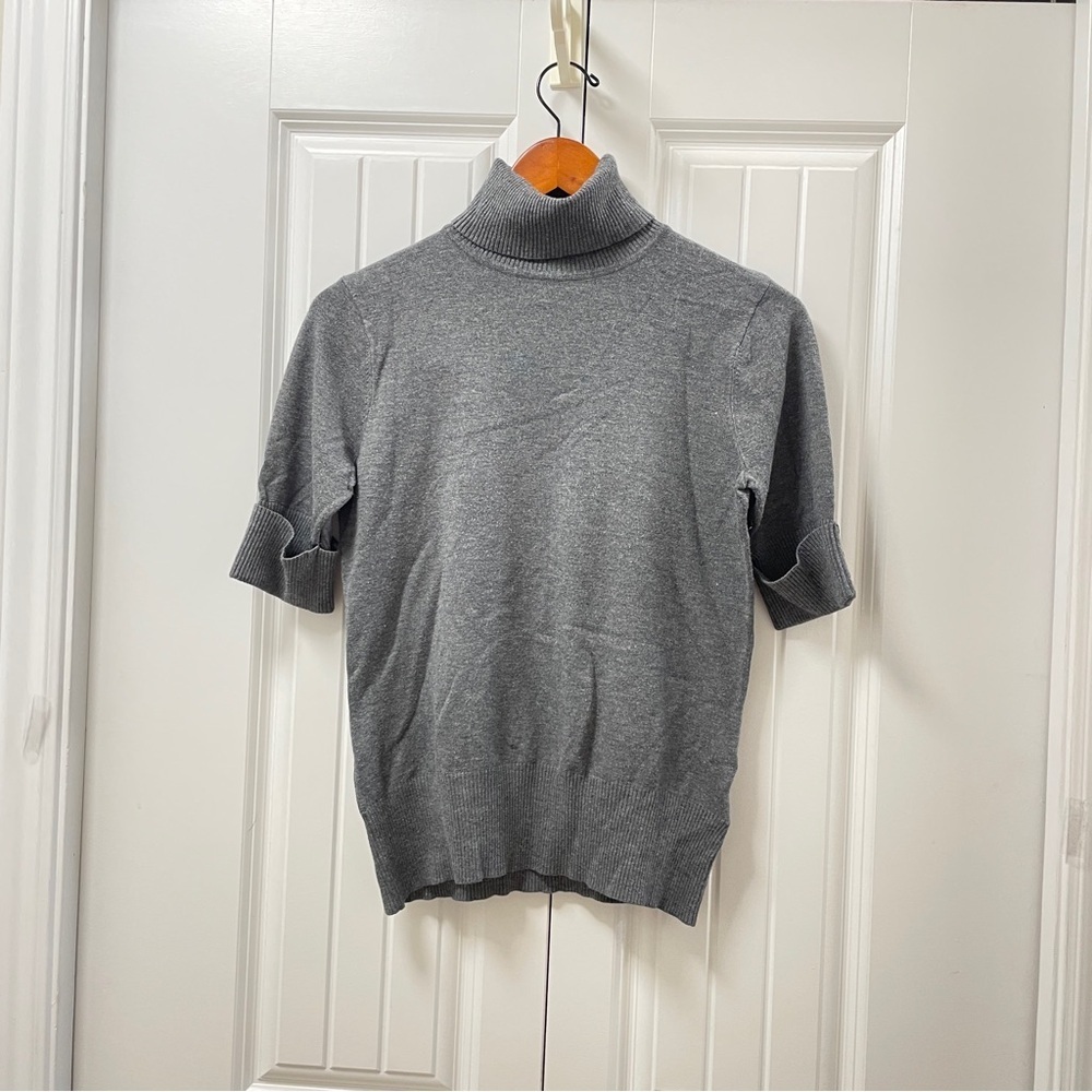 Cleo Button Sleeve Turtleneck Sweater Grey – M
